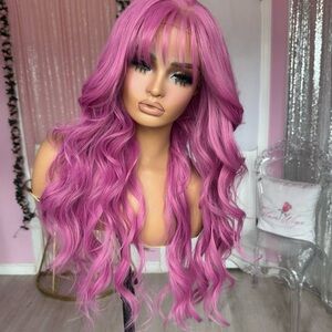 Pink Layered Wavy Hair Wig
